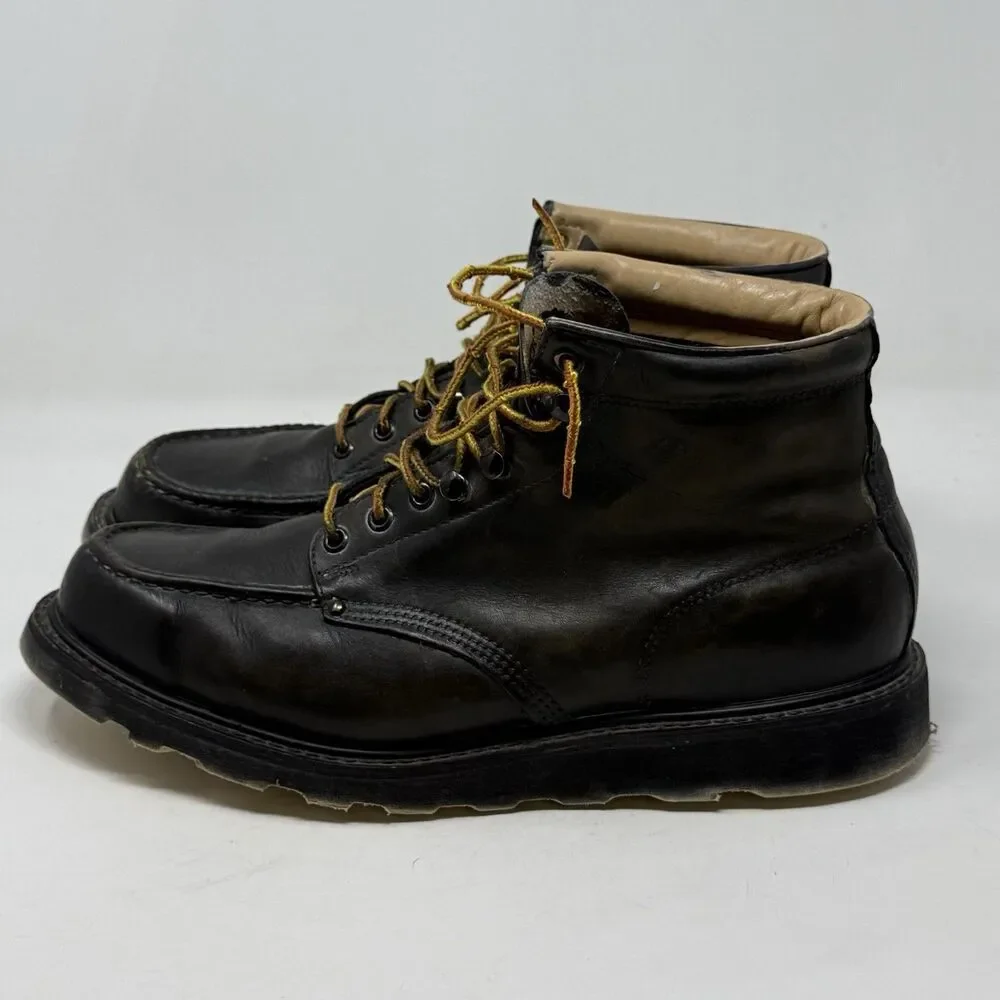 Carolina Soft Moc Toe Wedge Work Boots Mens 13 Black Burnished Leather USA Made